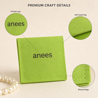 Pochette de rangement pour bijoux en suède miniature 8*8cm, logo personnalisé imprimé, sac de luxe pour bagues et colliers