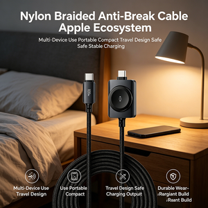 Cable de Carga Rápida 2 en 1 Tipo C PD de 100 W, Cargador Inalámbrico Magnético para Relojes IOS Serie Ultra <span class=keywords><strong>SE</strong></span>, Trenzado de Nailon - Product Image 2