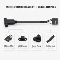 Câble d'extension USB-C femelle 2,54 mm à 5 broches pour carte mère, montage sur panneau, pour mini PC et cartes industrielles