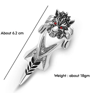 Calavera gótica exagerada de una pieza con incrustaciones de diamantes anillo doble Hipster autodefensa plata boca cerrada dragón conjunto hombre anillo - Product Image 4