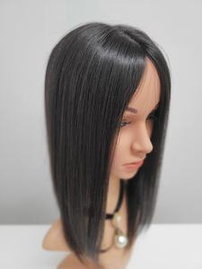 Perruque toupet à clipser en cheveux humains lisses mi-longs de 12 pouces, noir naturel brun, WIGTS, peignes intérieurs de qualité supérieure, résistante à la chaleur, livraison rapide - Product Image 5