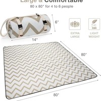 Tapis de pique-nique et de plage doux, imperméables et lavables, avec bandoulière, pour extérieur, camping, randonnée et détente en parc