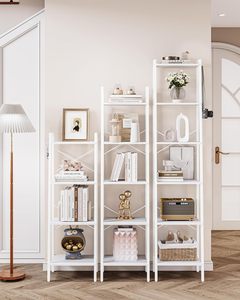 Trapezoidal High Quality Home Shelving <strong>Corner</strong> Open Bookshelf Tall Wood Modern <strong>White</strong> <strong>Bookcase</strong> - Product Image 1