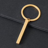 Porte-clés personnalisé en acier inoxydable Ywyougang - Barre verticale cubique - Porte-clés minimaliste gravé sur mesure