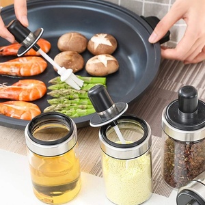Dày Thủy Tinh Nhà Bếp Gia Vị Container 250Ml Gia Vị Jar Set Dầu & Muối Dispenser Chai Với Kín Muỗng/Bàn Chải/Gậy Nắp - Product Image 2