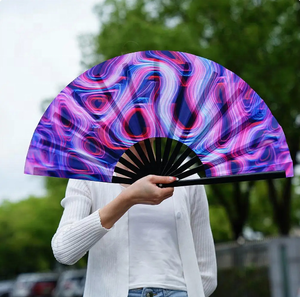 Ventilador Rave de mano plegable grande de 33Cm, Chino/gradiente japonés colorido UV, ventilador plegable, Festival de música, ventilador de baile, regalos - Product Image 4
