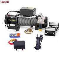 Nouveau treuil électrique tout-terrain 12V/24V de 900 kg à 9000 kg avec câble métallique et télécommande, robuste pour l'extérieur - Vente chaude