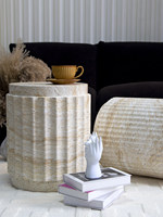 Table d'appoint moderne en pierre naturelle travertin texturé, style colonne romaine, table basse antique pour la maison, balcon, table simple et mobile