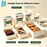 Boîte à brownies en papier personnalisée et ensemble de gobelets en papier de qualité alimentaire, emballage jetable pour pâtisseries et desserts à emporter pour café et boulangerie