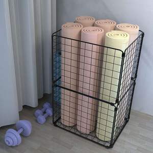 Cesta de almacenamiento de acero inoxidable con asa rectangular, ahorra espacio, para colchoneta de yoga, equipo de gimnasio, rodillo de espuma, organización y ordenación - Product Image 5