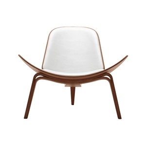 Chaise en bois Nordic Smile Shell, pour salon et chambre, avec dossier, style avion, décontractée, simple, moderne, design, facile à déplacer, mobilier de maison - Product Image 6