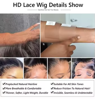 Perruque 360 Full Lace en Cheveux Humains, Perruques Brésiliennes en Cheveux Humains Vierges, Perruques Lace Front Pas Chères, Perruques Frontales HD Transparentes pour Femmes Noires