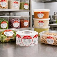 Étiquette autocollante imperméable ronde rouge avec logo personnalisé, avertissement d'allergie, 2 x 2 pouces, pour emballage alimentaire de boulangerie, cuisine, restaurant