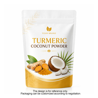 Poudre de boisson instantanée aux champignons et à la noix de coco avec curcuma en poudre, curcumine, extrait de poivre noir et extraits de plusieurs champignons