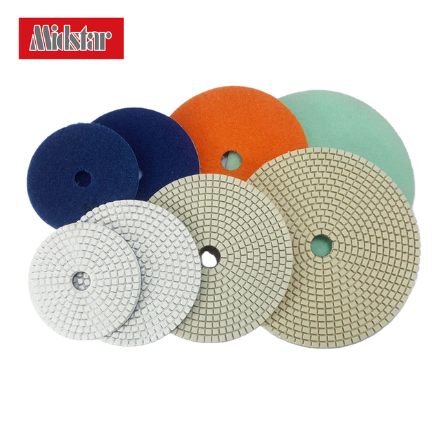 Midstar OEM Resin Concrete & Granite Grinding Floor Dry Polishing Pad One Set Buffing Pads Floor Polishing Tools