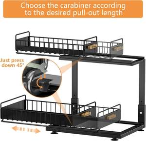 Estante de almacenamiento multiusos organizador de fregadero de cocina de 2 niveles ajustable alto para gabinete de baño de cocina - Product Image 3