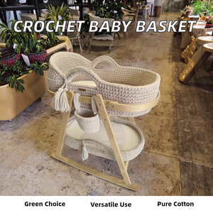 Cesta de Almacenamiento y Cambiador de Pañales para Bebé, Hecha a Medida, Ecológica, Estilo Boho Moderno, de Algodón Crochet, Impermeable - Product Image 3