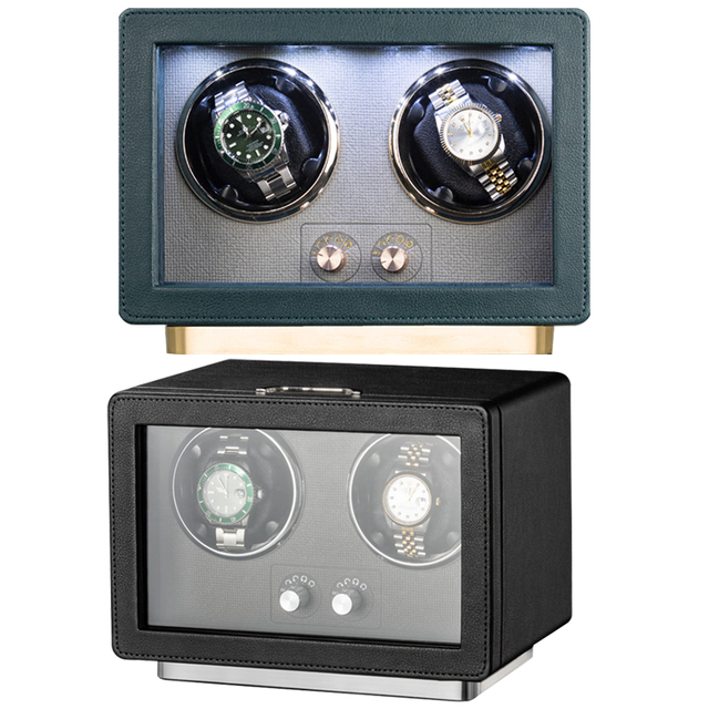 Wholesale Luxury Automatic Watch Winder for Men Novelty 2-Watch Safe Storage Rotating Organizer Case