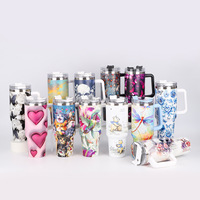 Gobelets isothermes personnalisés en acier inoxydable de 40 oz avec logo couleur UV, poignée, isolation sous vide, isolation thermique de 12 à 24 heures