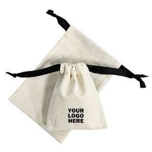 Pochette en toile de coton avec cordon de serrage et logo personnalisé pour bijoux, cosmétiques, emballages cadeaux et sacs pour produits chimiques quotidiens - Product Image 1