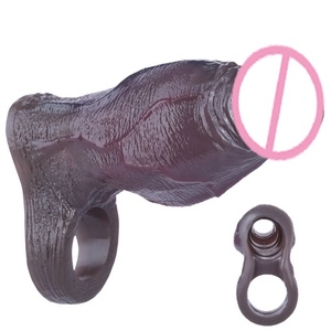 SXXY Lifelike Hollow Black Thick Penis Sleeve Male Extension Sleeve Prolong Ejaculation Adult <b>Toy</b> Sex <b>Toys</b> <b>for</b> <b>Men</b> Wholesale - Product Image 1