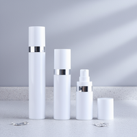 Flacon pompe sans air cylindrique en PP 15ml/30ml/50ml, pulvérisateur à fine brume blanc, sérigraphié, pour sérum de soin et cosmétiques