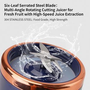 Licuadora Portátil Recargable por USB con Cuchilla de Acero Inoxidable de 400 ml para Frutas, Hielo y Smoothies, Diseño Antiderrames y Silencioso para Exteriores y Automóvil - Product Image 4