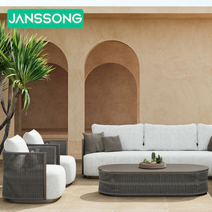 Canapés de jardin, mobilier de jardin, canapé en métal en forme de L, ensemble de patio, canapé moderne en corde pour piscine, ensemble de canapés de luxe, ensemble de meubles d'extérieur - Product Image 1