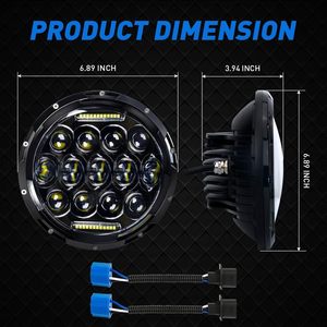 ไฟหน้า LED ทรงกลมขนาด 7 นิ้ว, ได้รับการรับรองมาตรฐาน DOT รุ่น H6024 ไฟสูง/ต่ำ พร้อมไฟ DRL ตัวเรือนสีดำ ใช้ได้กับรถจี๊ปแรงเลอร์ <span class=keywords><strong>JK</strong></span>/JKU/TJ/LJ/CJ - Product Image 5