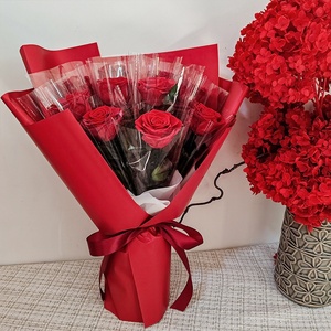 Bouquet de roses naturelles préservées en vrac, fait main, grandes fleurs rouges séchées, éternelles, pour la fête des mères, Pâques, mariage, anniversaire - Product Image 5