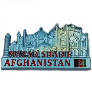 AFGHANISTAN MAZAR SHARIFS Muslimischen Blau Moschee Mit Land Flagge Tour Souvenir Geprägte Kühlschrank Magnet