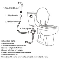Kit de Douche Portable Jet d'Eau Fraîche en Acier Inoxydable 304 Chromé Brossé, Douchette à Main Shattaf, Pulvérisateur Bidet pour Toilettes et Appartements