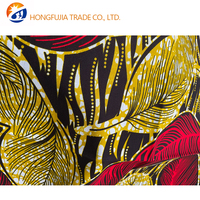Kain Batik Afrika Asli 100% Katun, Motif Bulu Merah Daun Emas, Kain Ankara untuk Pakaian, Kerudung, Dekorasi Furnitur, DIY