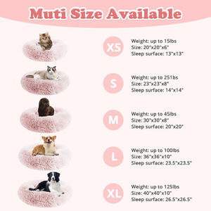 Proveedores de muestras gratis Deluxe super suave donut cama para perro rosa largo felpa redondo esponjoso gato mascota nido perrera refugio cama para cachorro - Product Image 3