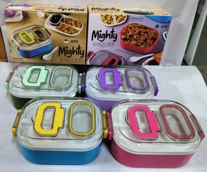 Conteneur de stockage alimentaire en plastique hermétique, robuste et anti-fuite, avec un design empilable à 3 compartiments - Product Image 6
