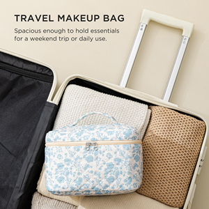 Portable Cosmetic Organizer Pouch with Small Brush Storage Case Zipper Makeup <b>Bag</b> Travel Large Quilted Toiletry <b>Bag</b> - Product Image 2