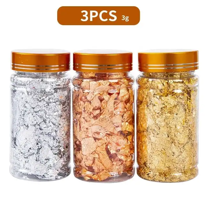 3 Boxes Gilding Flakes, Gold Foil Flakes for Resin, Gold Leaf Gilding Flakes  Metallic Foil Flakes for Painting Arts and Resin Crafts, Nail Art (Gold,  Silver, Copper Colors) 