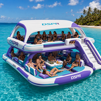 Plateforme flottante gonflable pour parc aquatique avec motif vague marine bleue pour lacs, clubs de plage, fêtes en plein air et usage en station balnéaire
