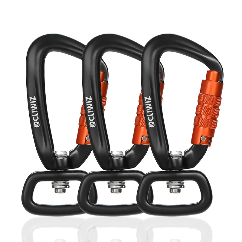 JRSGS מסתובב טוויסט נעילת Carabiner, מסתובב Carabiner וו קליפ עם מלבני טבעת עבור כלב רצועה, ערסל, קמפינג, טיולים