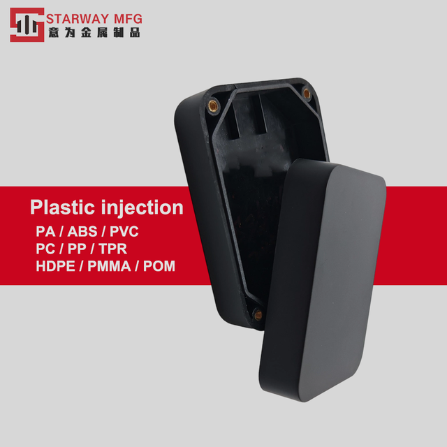Custom Injection Molded Plastic Enclosure with Brass Threaded Insert for Electrical Wiring Fixing & Component Mounting