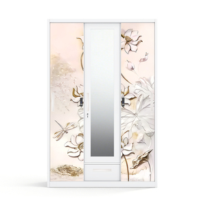 Armoire métallique imprimée avec miroir et 3 portes coulissantes 1200 mm, structure démontable - Product Image 1