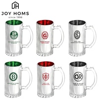 Chopes à bière personnalisées en verre classique avec poignée, grandes, épaisses et robustes, colorées, électroplaquées, pour boissons, verrerie à bière pour bar, cadeau