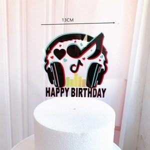 Decoración Acrílica para Pastel con Temática de <span class=keywords><strong>Tiktok</strong></span>, Decoración para Pastel de Cumpleaños, Decoración para Cupcakes XQA032 - Product Image 2
