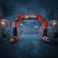 Arche gonflable imperméable pour Halloween en forme d'arbre mort avec motifs fantôme, citrouille et hibou, en tissu Oxford résistant aux intempéries avec piquets de sol
