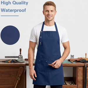 Delantal de Cocina Personalizable con Bolsillos, Impermeable, para Chef, de Polialgodón, para Restaurante, Camarero, Bistro, Color Azul - Product Image 1