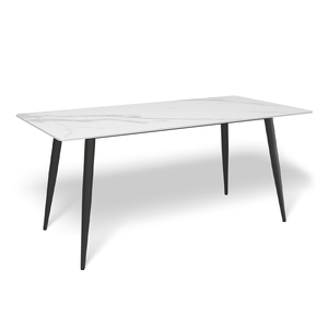 Modern White <strong>Dining</strong> <strong>Table</strong> <strong>Set</strong> 6-Seater with Marble Gold Legs &amp; Stone Slate for Home Apartment Hotel or Villa Furniture - Product Image 2