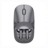 Souris sans fil 2-en-1 avec étui de charge pour écouteurs, accessoire informatique portable pour l'étude et le bureau