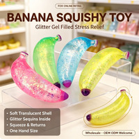Jouet sensoriel banane souple, rempli de gel, pailleté, translucide, anti-stress, forme de fruit, cadeau apaisant