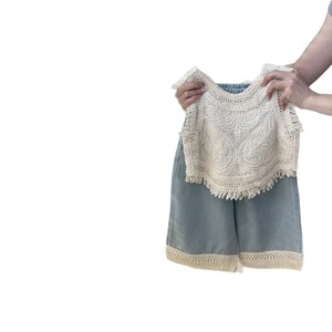 Girls Crochet Vest Top With Tassel Lace Summer Outfit Set For Children - Product Image 5