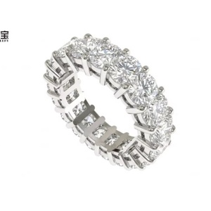 แหวนเพชรทรงกลมหรูหรา เพชรเลี้ยงในห้องปฏิบัติการ ประดับเต็มวง 14K 18K ทองคำขาว ทองคำเหลือง ทองคำชมพู แหวนแต่งงาน VVS VS CVD HPHT เครื่องประดับชั้นดี - Product Image 1